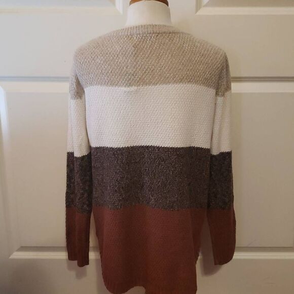 Stitch‎ Fix | Pink Clover Nickole Textured Sweater Taupe Striped Size XLP NEW - Picture 2 of 4